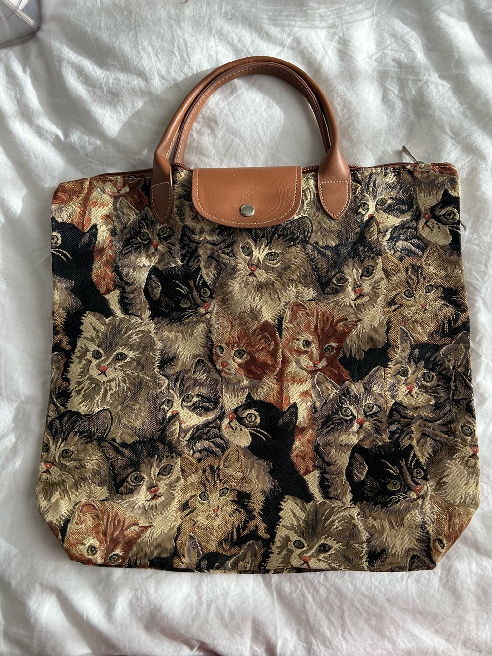 Cat Tapestry Tote Bag Cottagecore Whimsigoth Handbag - Picture 3 of 8